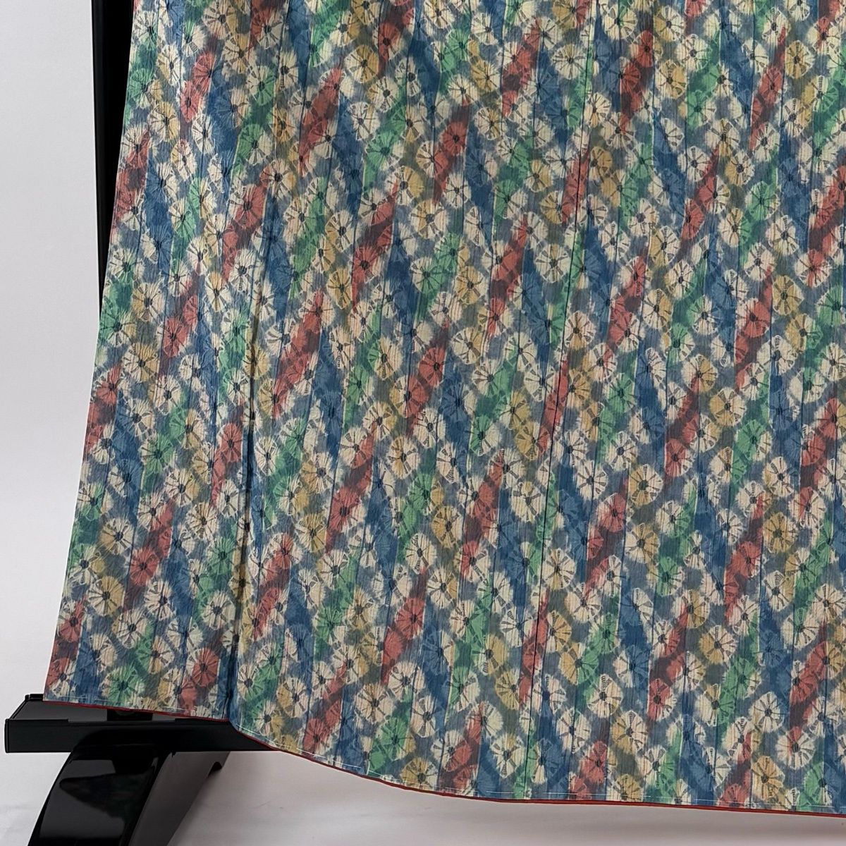 小紋 身丈164.5 cm 裄丈67.5 L 袷 紬地 幾何学模様 絞り 青灰色 正絹