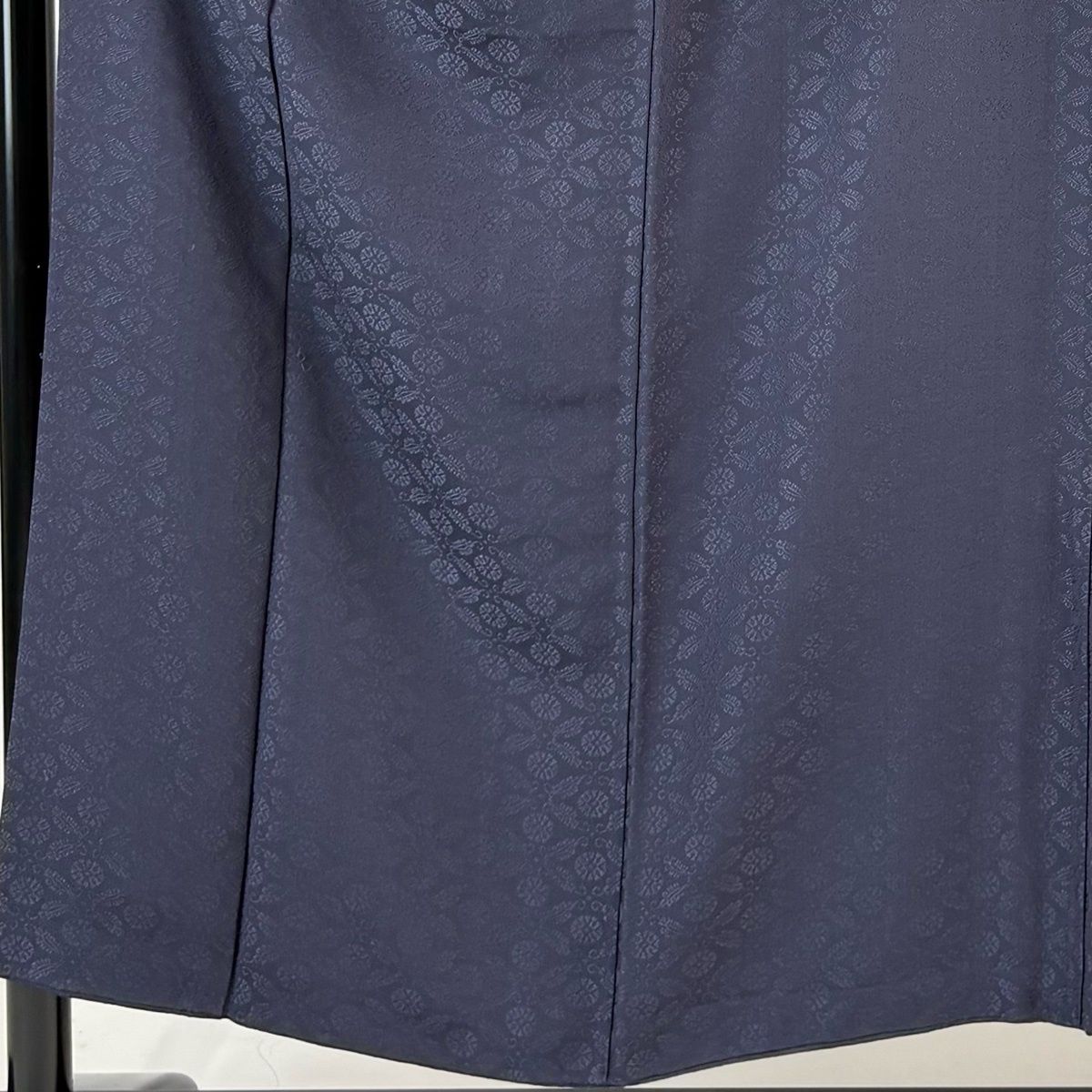 色無地 身丈152 cm 裄丈66 M 袷 地紋 濃紺 正絹