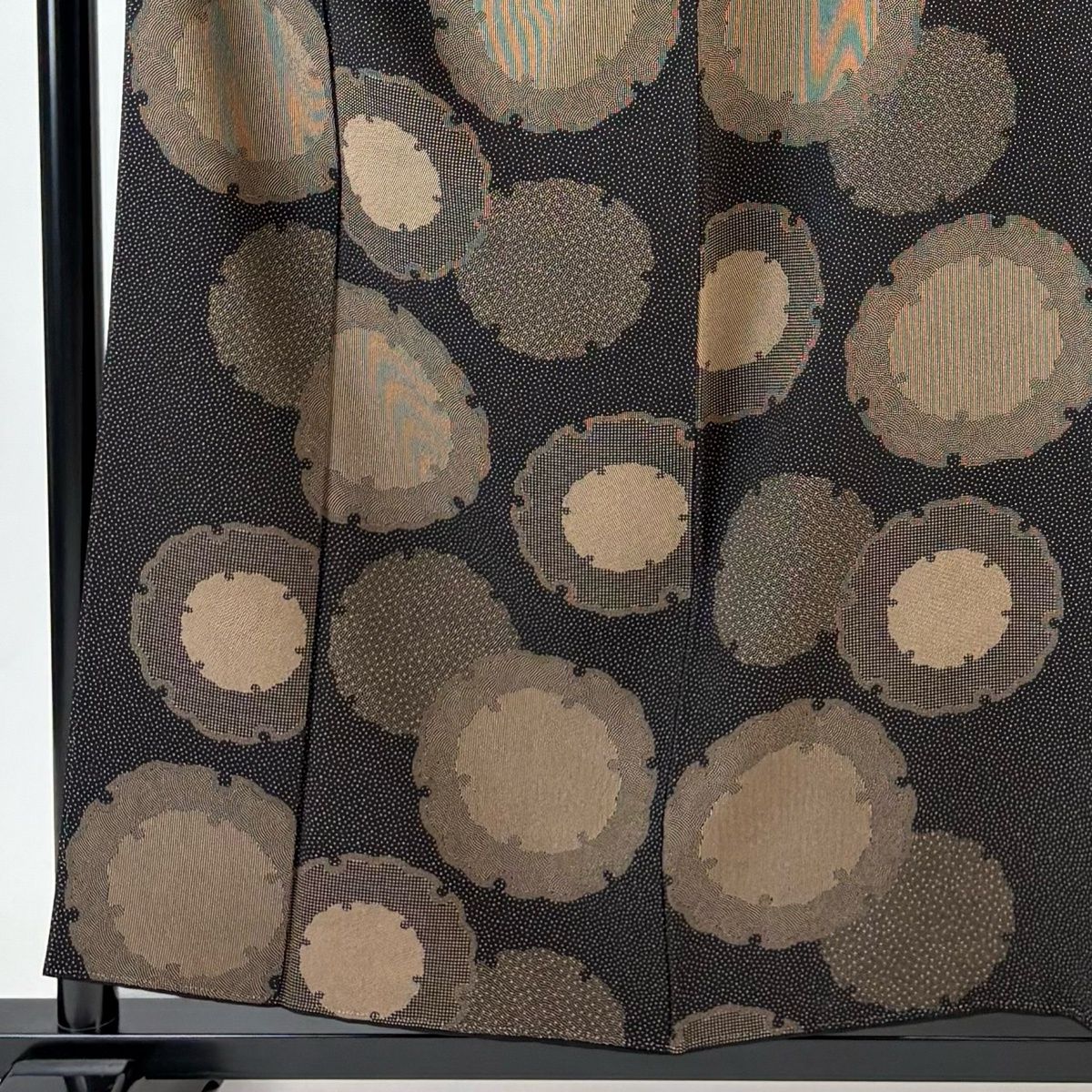 江戸小紋 身丈157 cm 裄丈67 M 袷 雪輪 万筋 黒 正絹