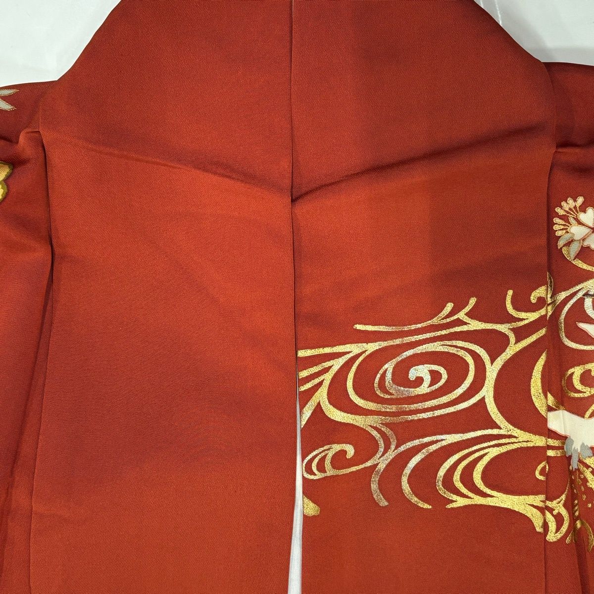  振袖 身丈167 cm 裄丈68 L 袷 笠松 鴛鴦 金糸 金銀彩 赤茶 正絹 振袖 着物
