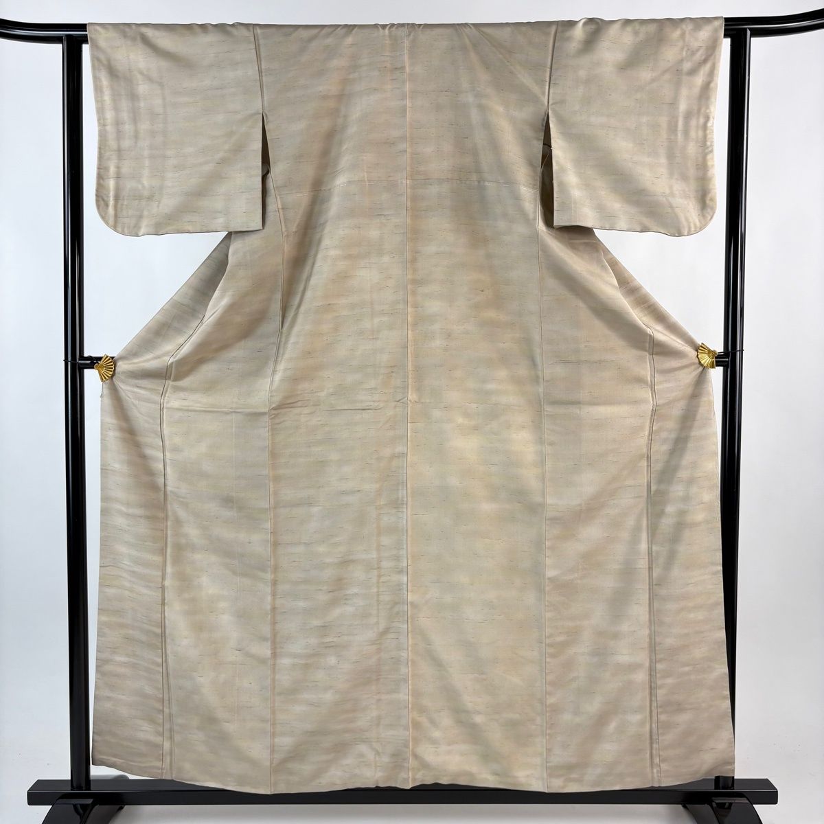 小紋 身丈159.5 cm 裄丈62.5 S 袷 牛首紬地 証紙 霞 薄小豆 正絹