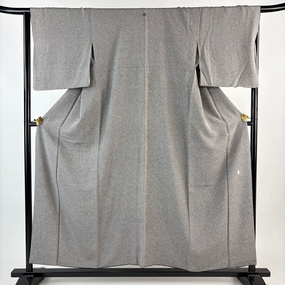 小紋 身丈155 cm 裄丈66 M 袷 押田正義 落款 幾何学模様 灰色 正絹 一つ紋