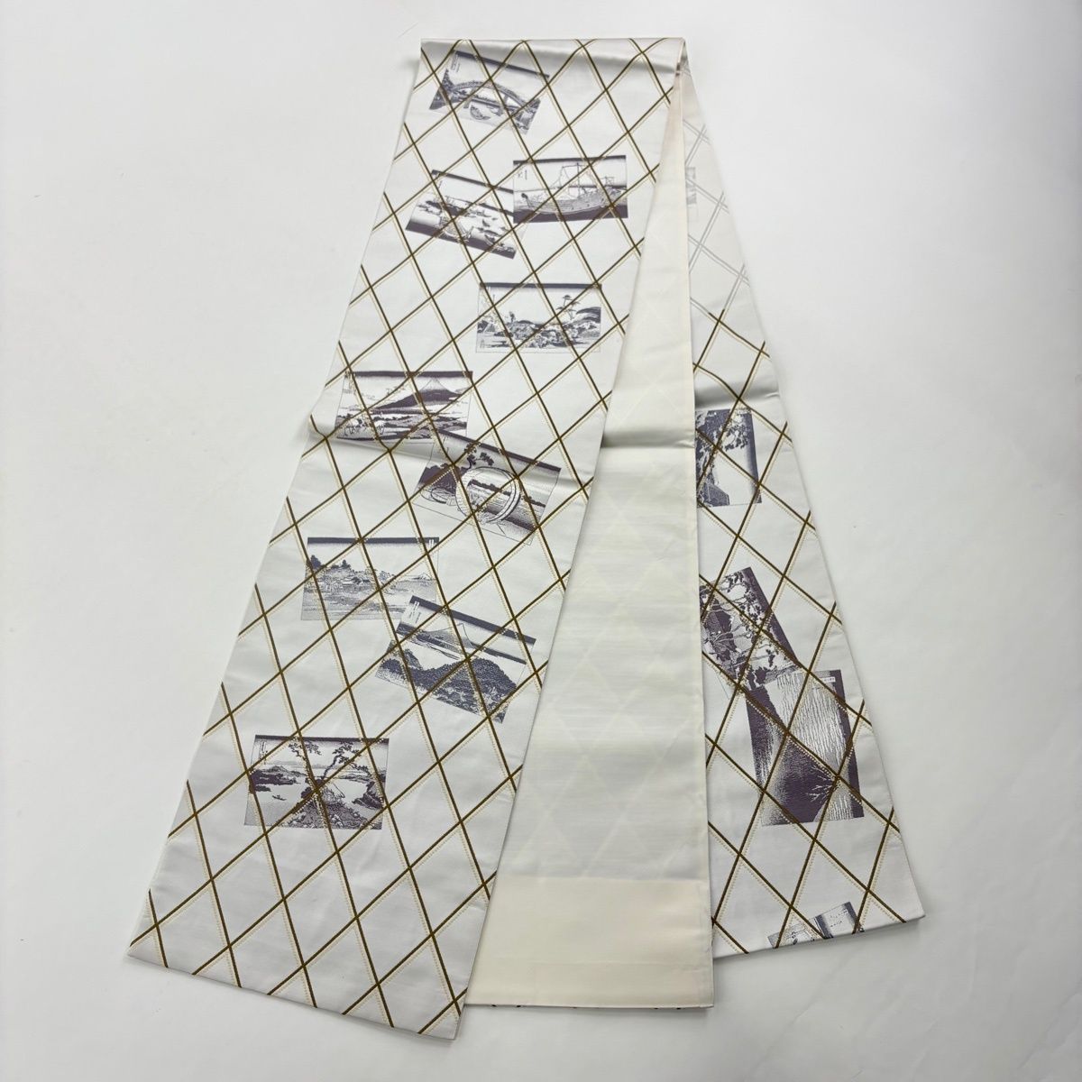  小紋 身丈167 cm 裄丈64.5 M 袷 袋帯セット 斜縞 絞り柄 黒 正絹 秀品 小紋 着物