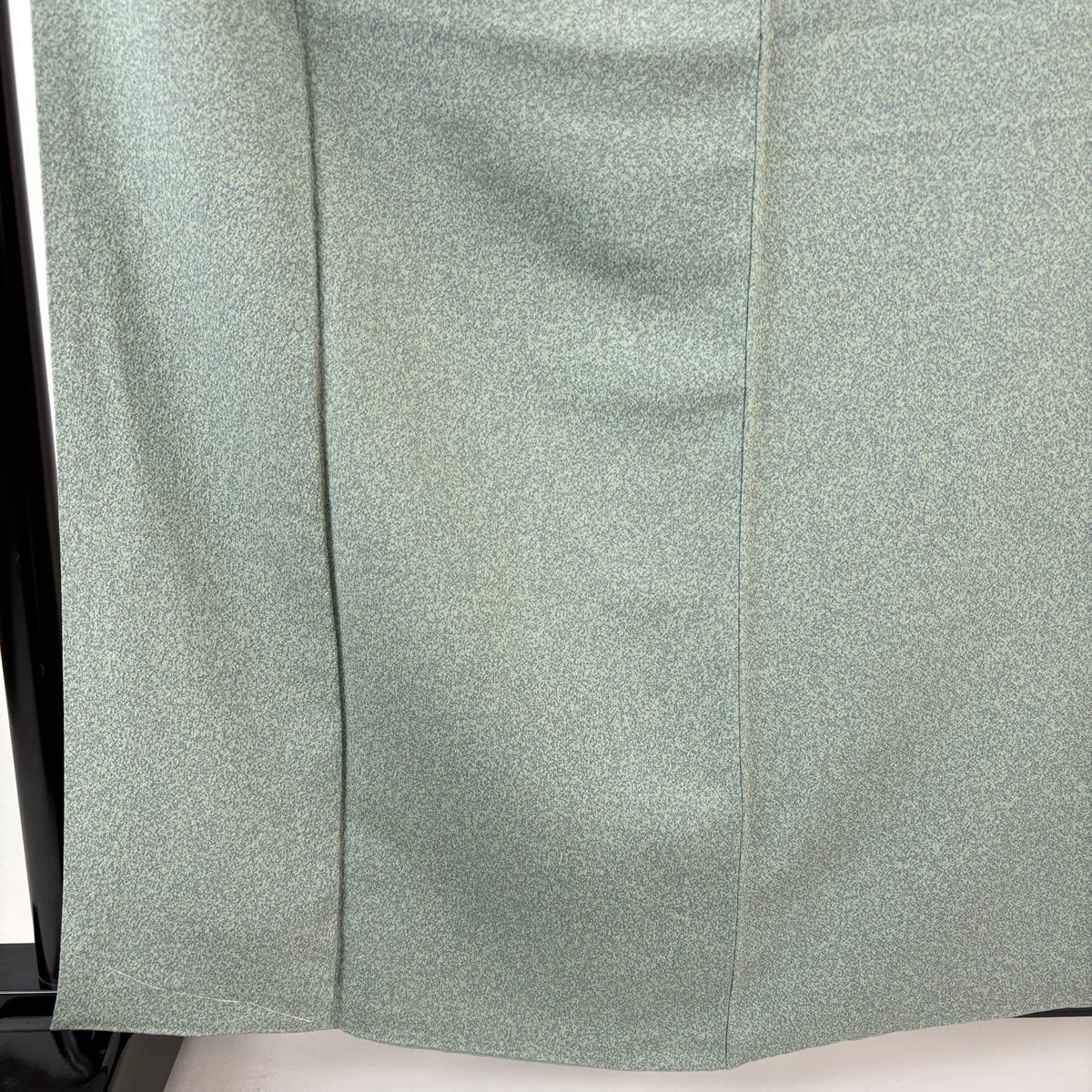 小紋 身丈162 cm 裄丈65.5 M 袷 松井青々 袋帯セット 落款 幾何学 灰緑 正絹 一つ紋