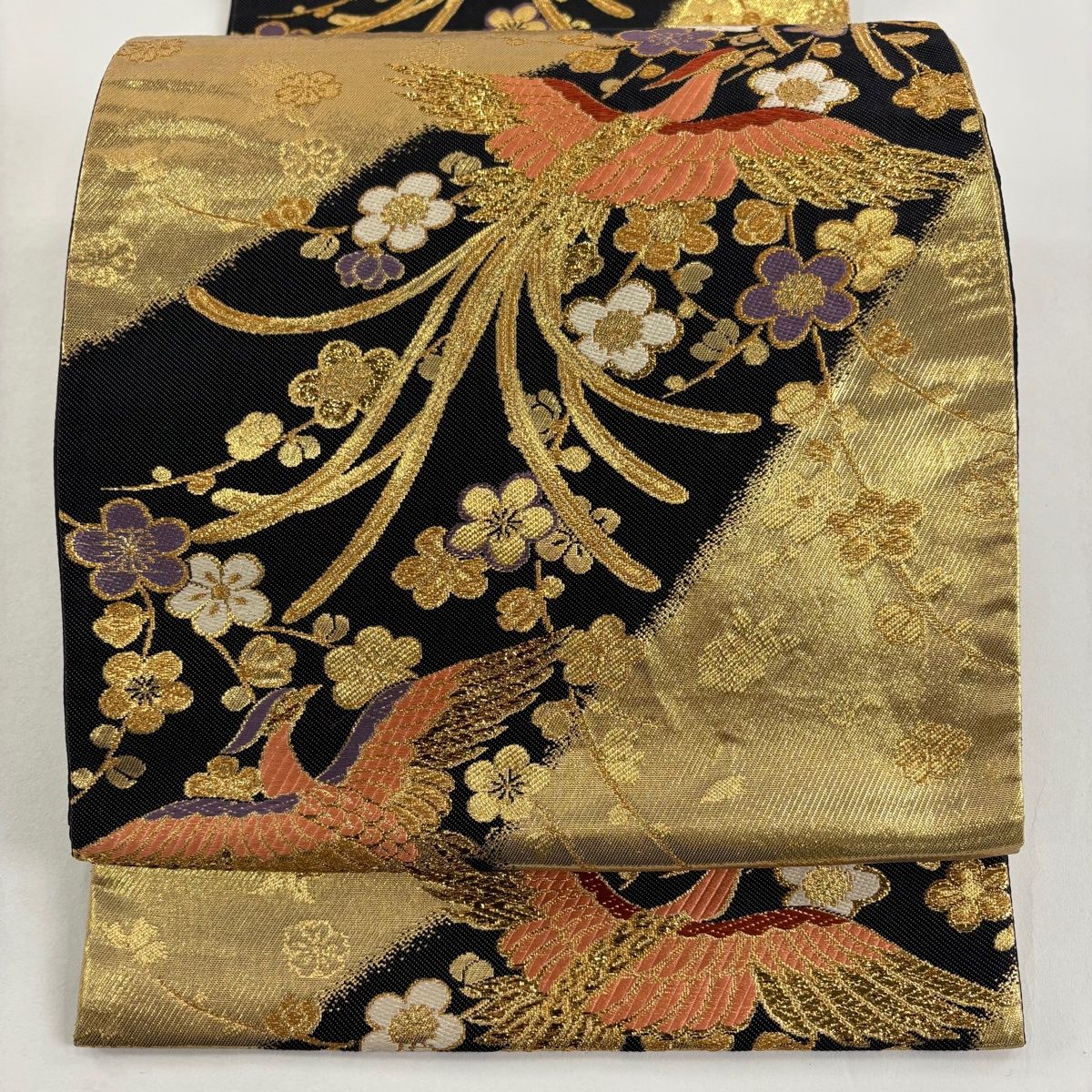 袋帯 秀品 鳳凰 枝梅 金糸 箔 金色 六通 正絹 【中古】 - メルカリ