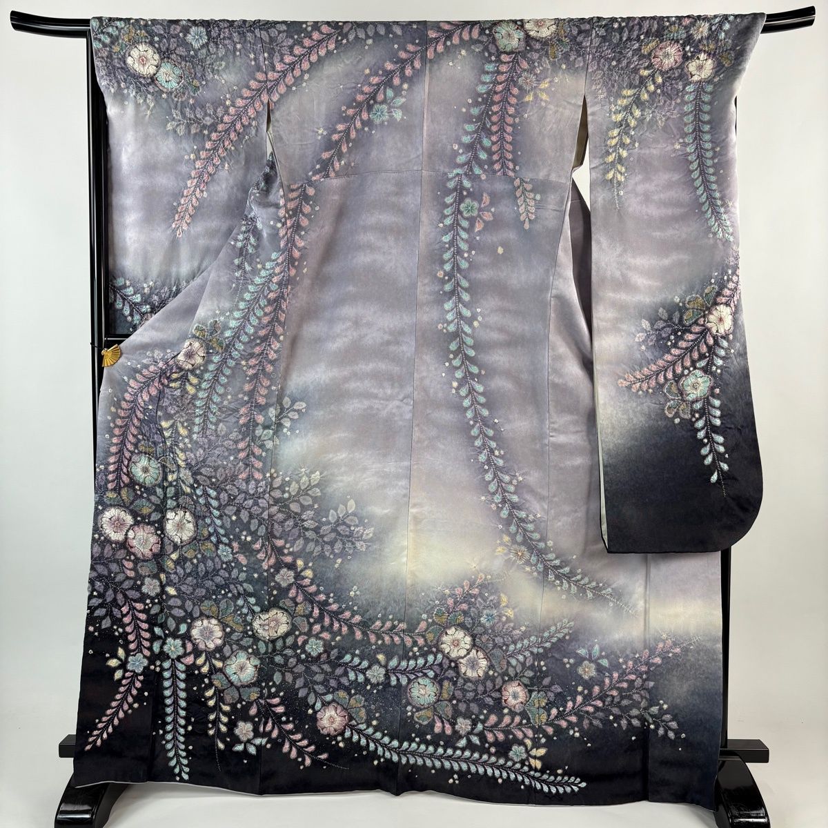振袖 身丈168 5 cm 裄丈69 L 袷 翠山工房 落款 辻が花 銀通し ぼかし 灰紫 正絹