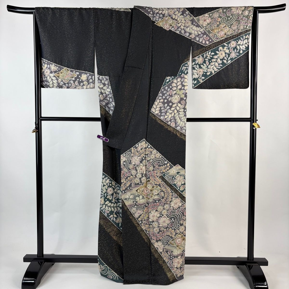 訪問着 身丈165cm 裄丈68cm L 袷 翠山工房 落款 辻が花 金通し 墨色
