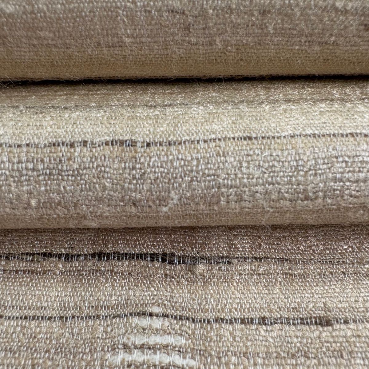  袋帯 縞 幾何学模様 薄茶色 全通 正絹 袋帯 帯