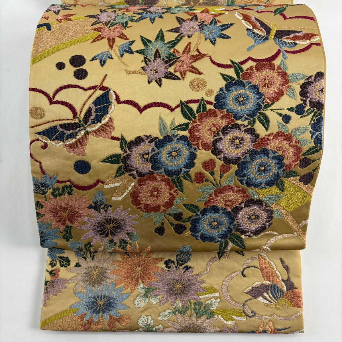 専用帯2843 ●白綾苑大庭謹製 葛籠糸 高級 正絹 六通 袋帯 華文 花文 専用帯2843 ○白綾苑大庭謹製 葛籠糸 高級 正絹 六通 袋帯 華文 花文