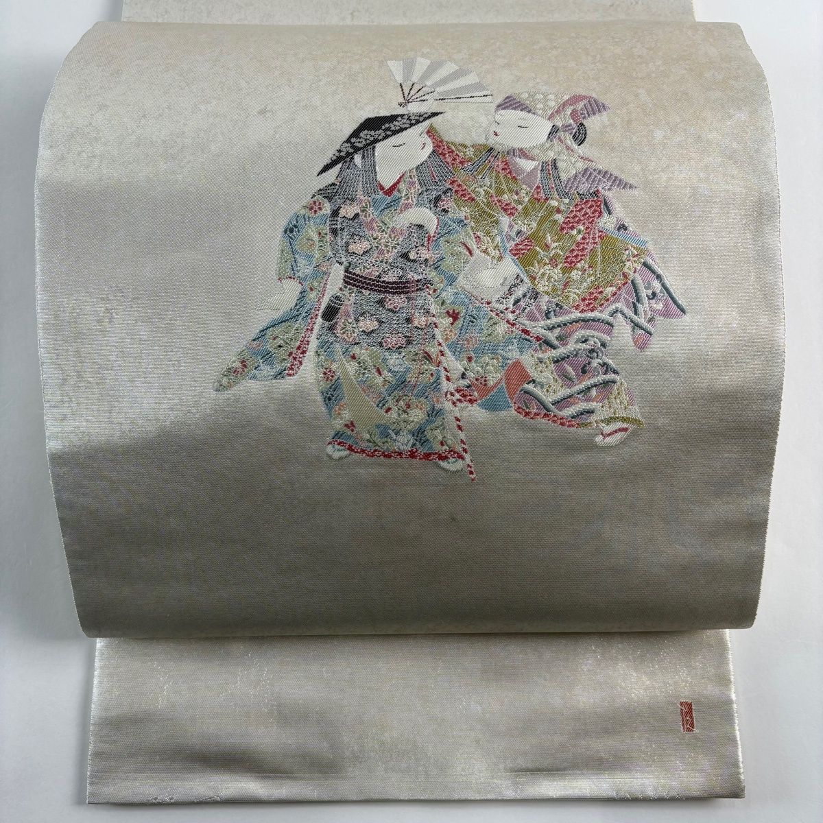 袋帯 名品 落款 関西仕立て 瀞銀錦 長嶋成織物 由水十久監修 童 桧扇