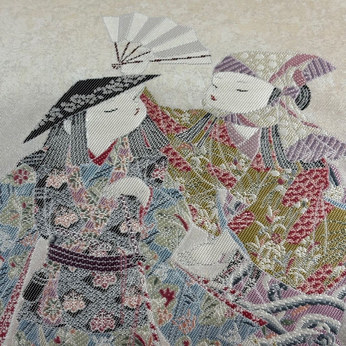 袋帯 名品 落款 関西仕立て 瀞銀錦 長嶋成織物 由水十久監修 童 桧扇