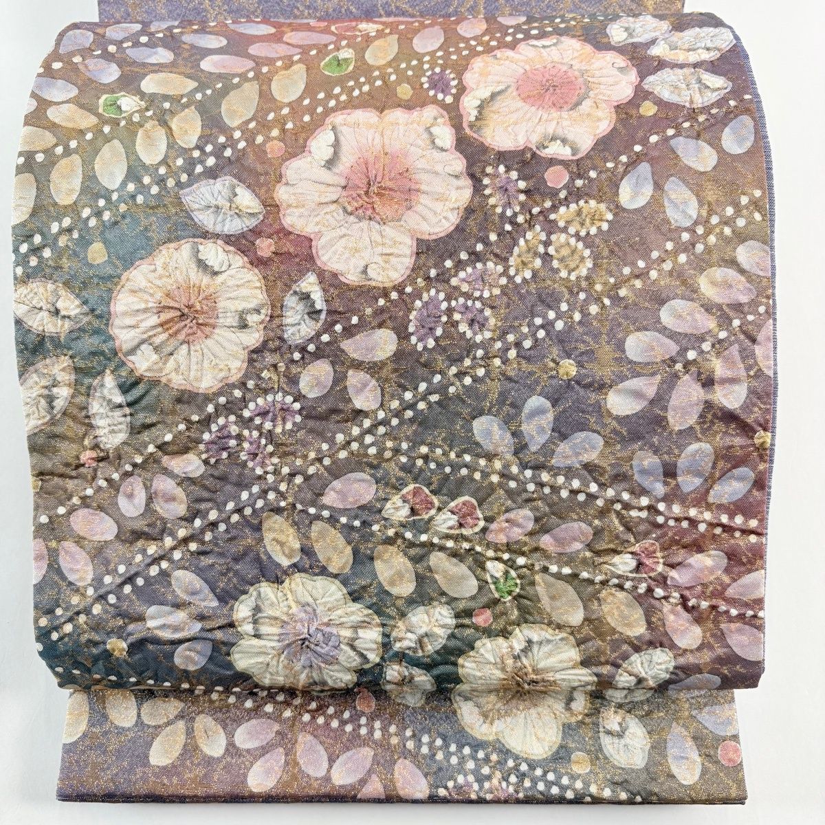 美品】 袋帯 名品 辻が花 格子 箔 紫 お太鼓柄 正絹 【中古】 - メルカリ