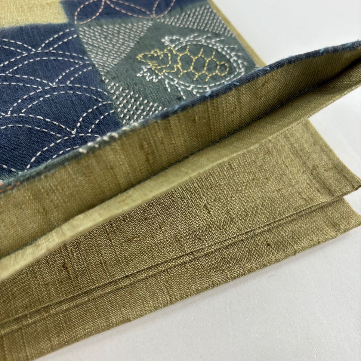  袋帯 紬地 松竹梅 鶴亀 灰緑 お太鼓柄 正絹 袋帯 帯