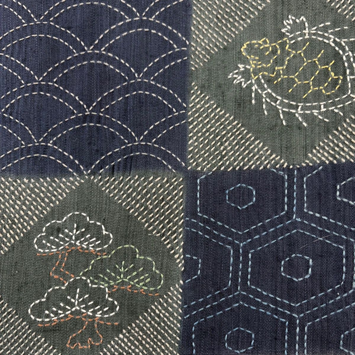 袋帯 紬地 松竹梅 鶴亀 灰緑 お太鼓柄 正絹