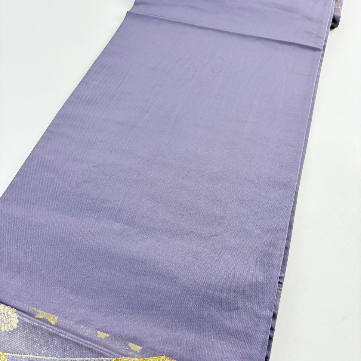  袋帯 落款 本家加納 波頭 若松 金銀糸 箔 紫 六通 正絹 袋帯 帯