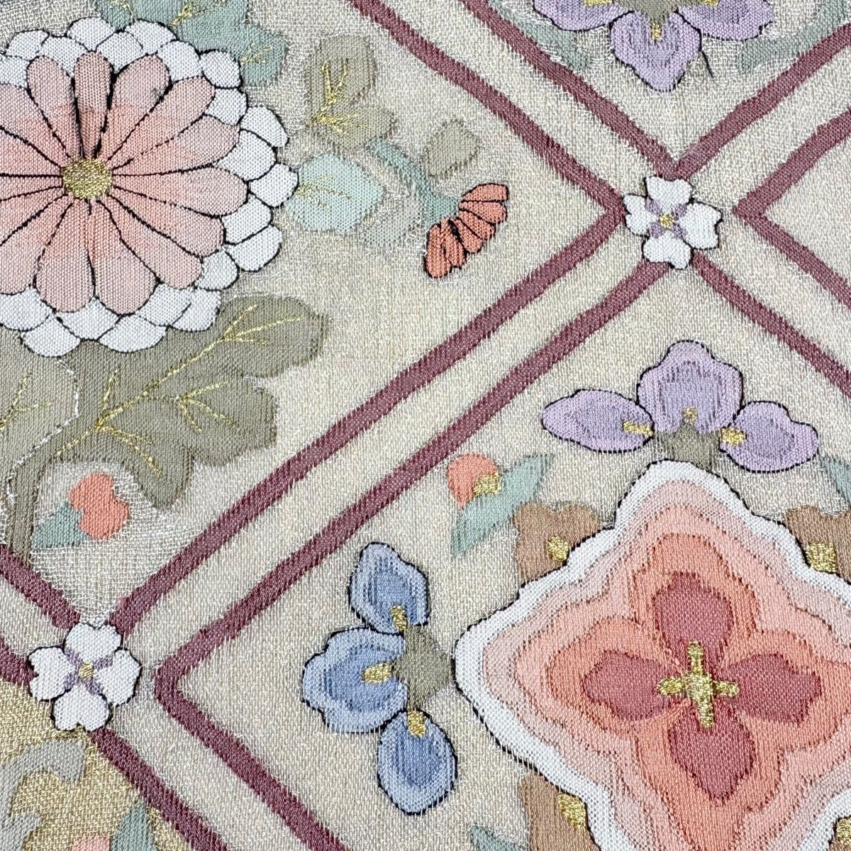 袋帯 花菱 花唐草 金銀糸 金色 お太鼓柄 正絹