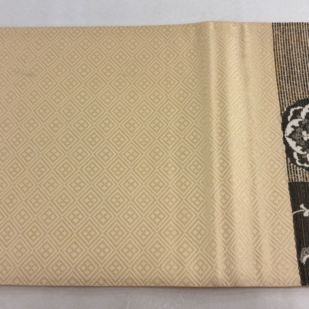  袋帯 秀品 華文 花鳥 箔 刺繍 金色 六通 正絹 袋帯 帯