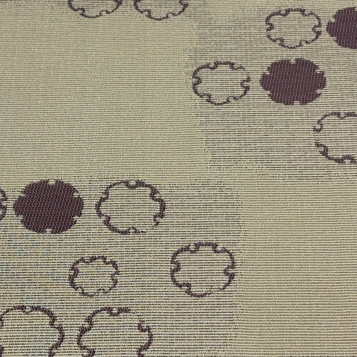 袋帯 秀品 雪輪 変わり市松 灰茶 六通 正絹