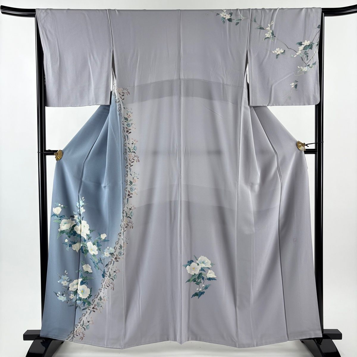 訪問着 身丈159.5cm 裄丈66cm M 袷 奥田勝将 加賀友禅 落款 草花 花