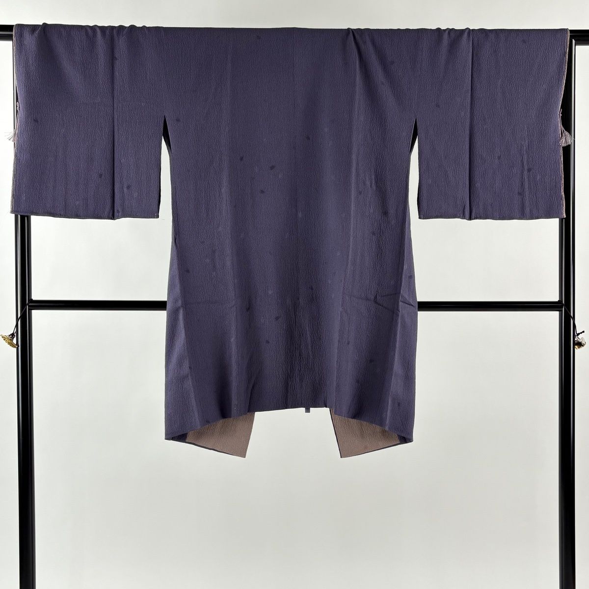 道中着 身丈94.5 cm 裄丈68 L 和装コート へちま衿 地紋 紫 正絹 秀品