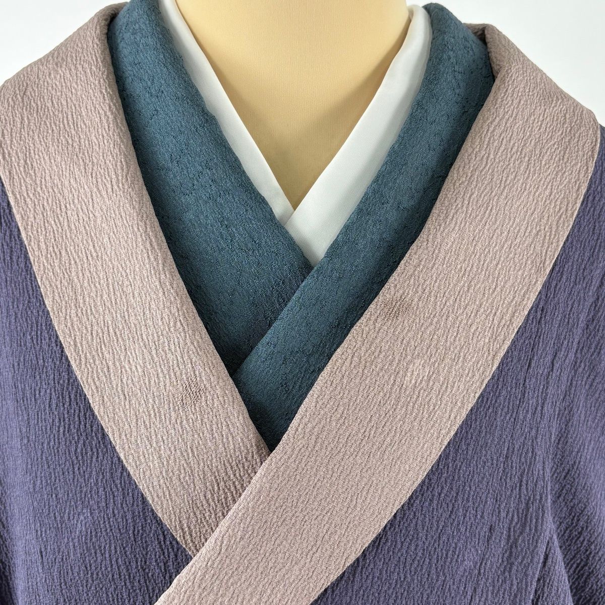  道中着 身丈94.5 cm 裄丈68 L 和装コート へちま衿 地紋 紫 正絹 秀品 羽織 着物 浴衣