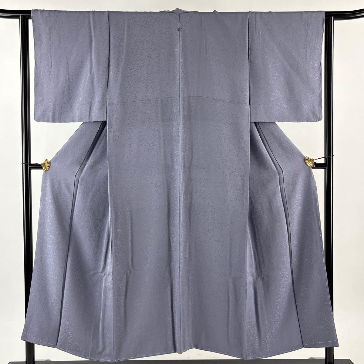 美品】 色無地 身丈150cm 裄丈63cm S 袷 花井幸子 落款 地紋 灰紫 正絹