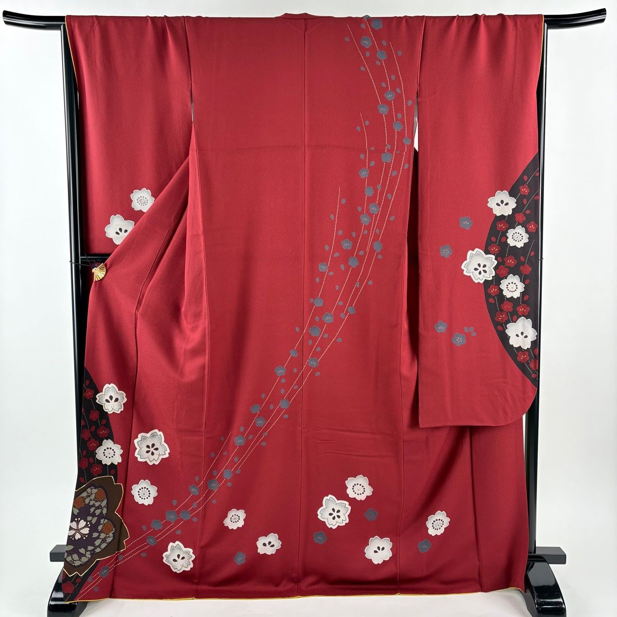 振袖 身丈171 cm 裄丈67 M 袷 桜 梅 金糸 金彩 赤 正絹 秀品