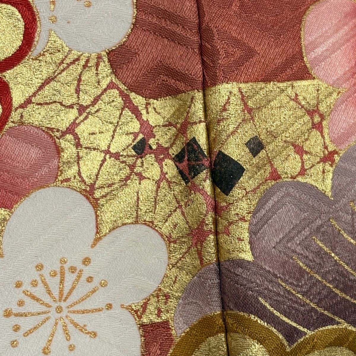  振袖 身丈167 cm 裄丈69 L 袷 御所車 宝尽くし 金糸 金彩 ピンクベージュ 正絹 秀品 振袖 着物