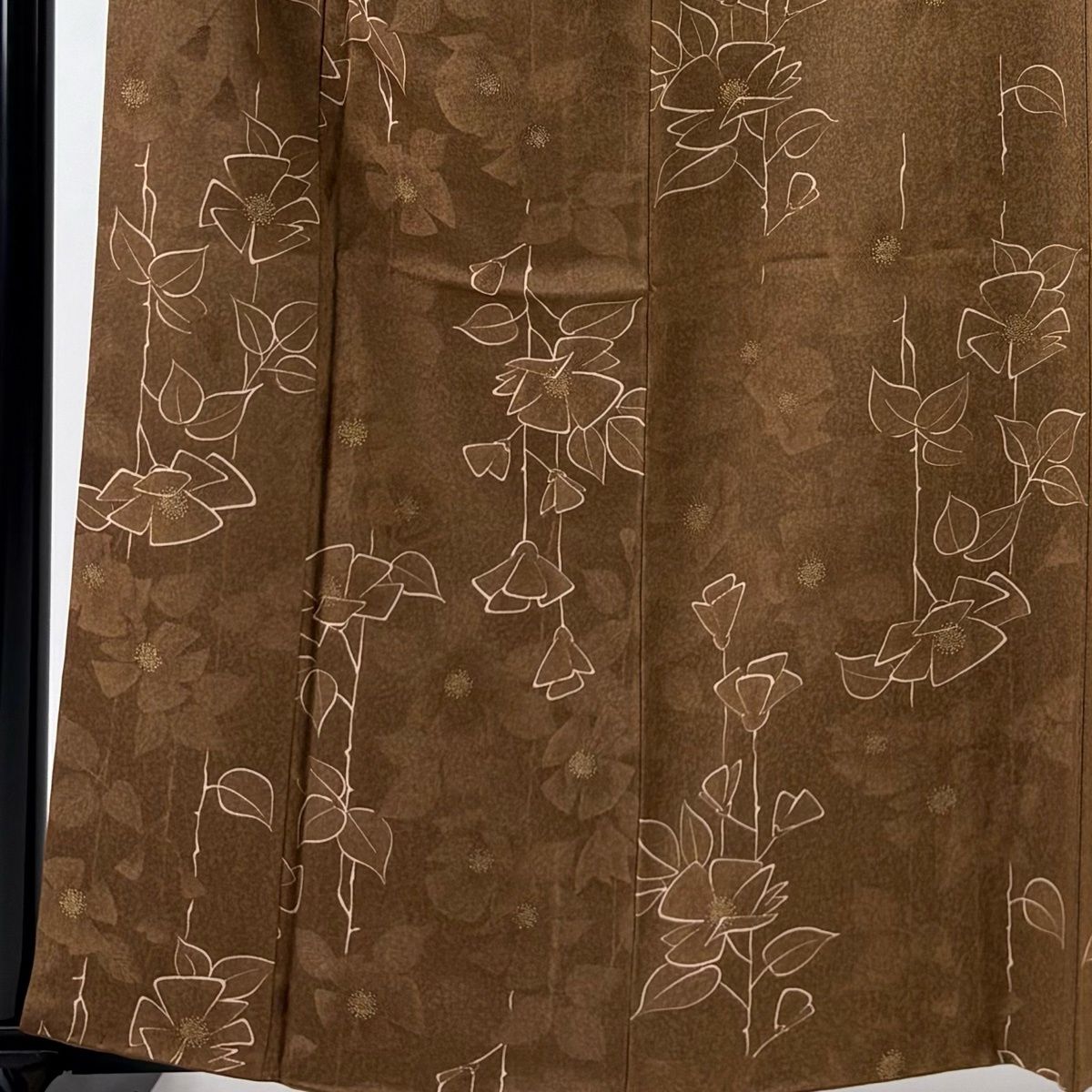小紋 身丈162 cm 裄丈65 M 袷 草花 地紋 茶色 正絹 秀品