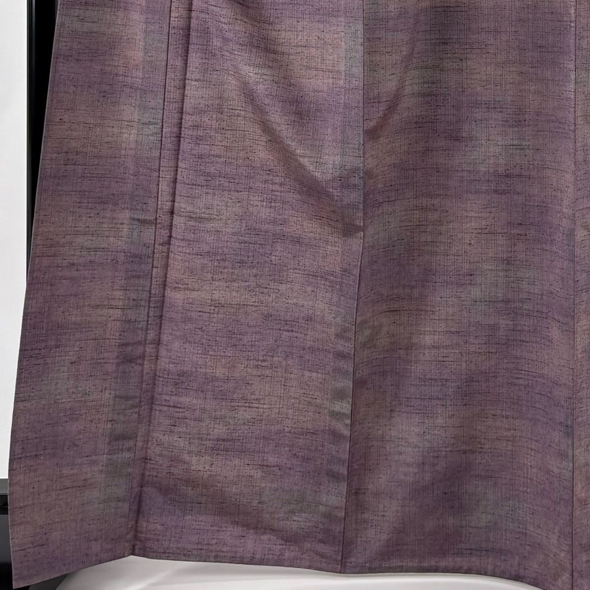 小紋 身丈169 cm 裄丈67.5 L 単衣 紬地 ぼかし柄 縦縞 灰紫 正絹 秀品