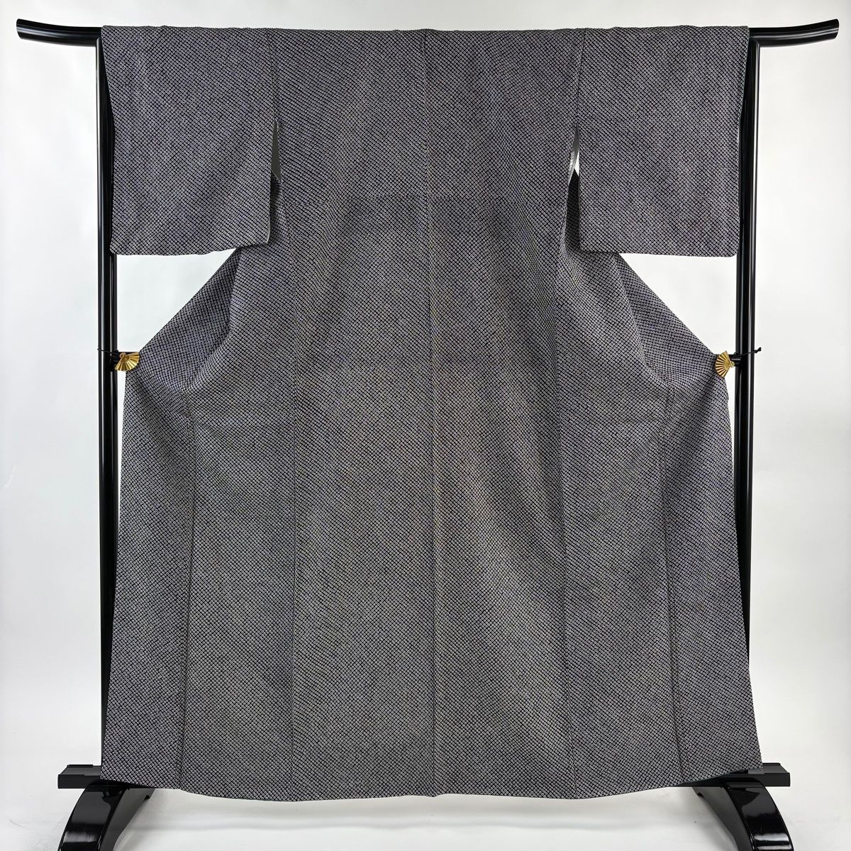 小紋 身丈159.5 cm 裄丈64 M 袷 総絞り 黒 正絹 秀品