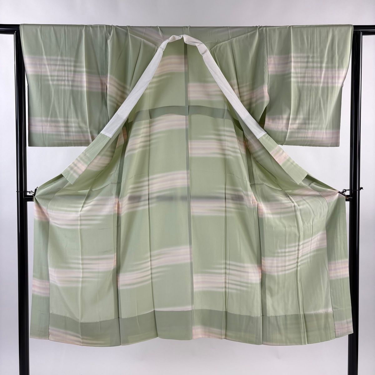  長襦袢 身丈130 cm 裄丈63.5 S 奄美大島本泥染 証紙 霞 薄緑 正絹 秀品 長襦袢 長襦袢 半襦袢