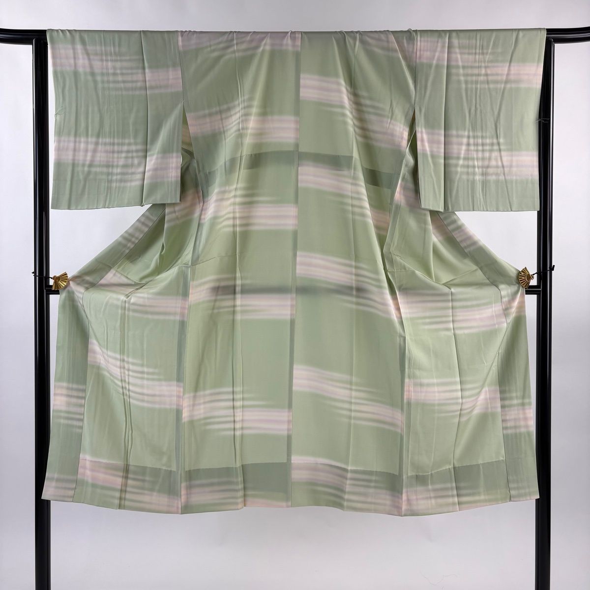 長襦袢 身丈130 cm 裄丈63 5 S 奄美大島本泥染 証紙 霞 薄緑 正絹 秀品