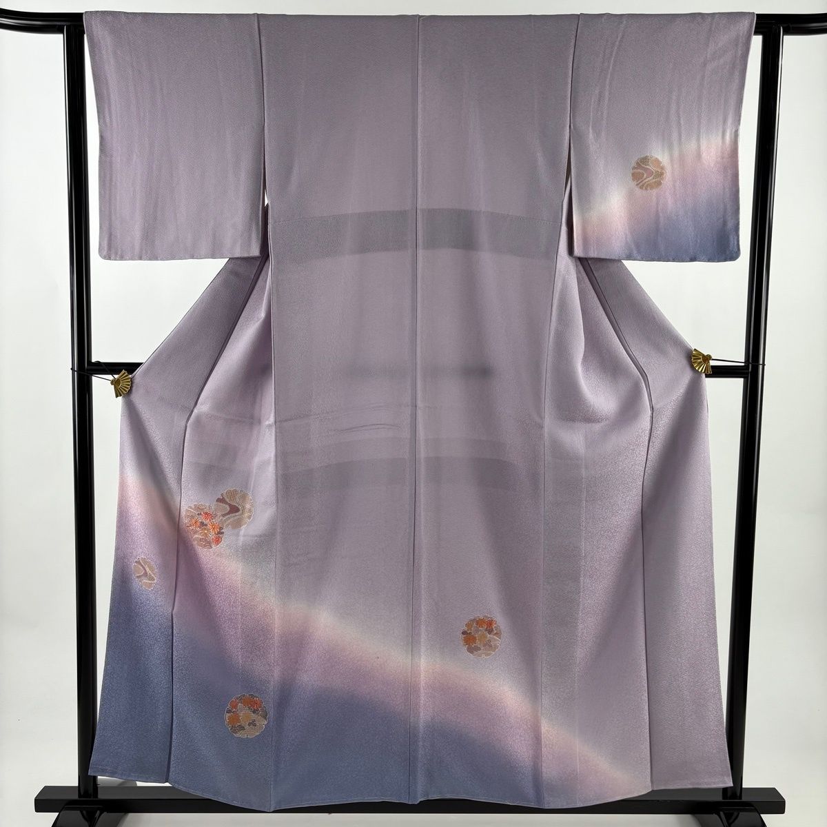 付下げ 身丈156 5 cm 裄丈61 S 袷 雪輪 菊 刺繍 金糸 薄紫 正絹 秀品