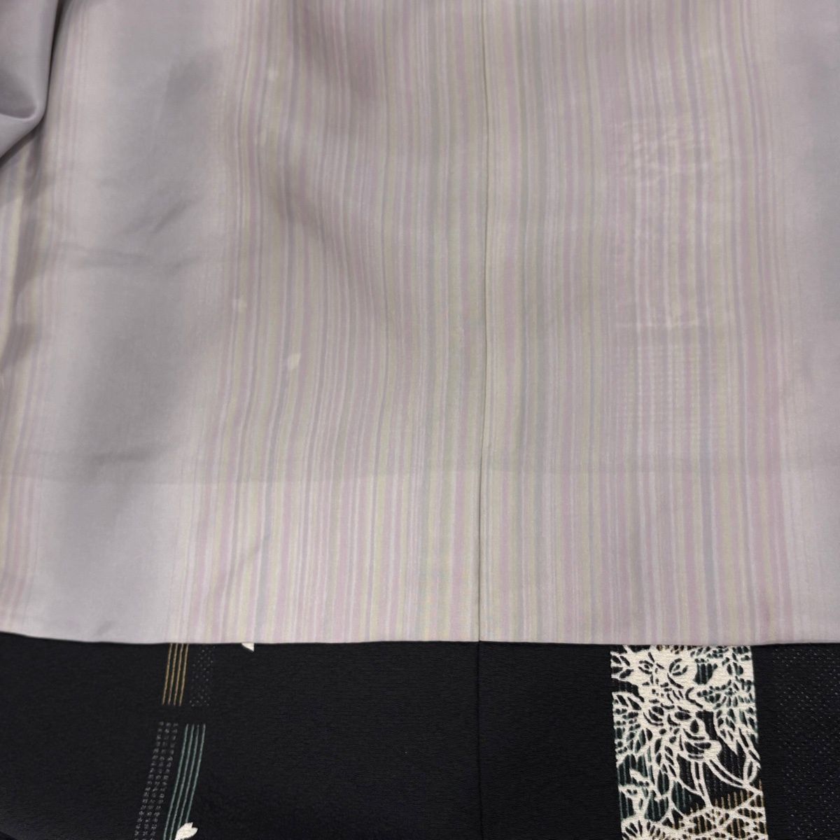  道中着 身丈87 cm 裄丈69 L 和装コート 桜の花びら 草花 青黒 正絹 秀品 羽織 着物 浴衣