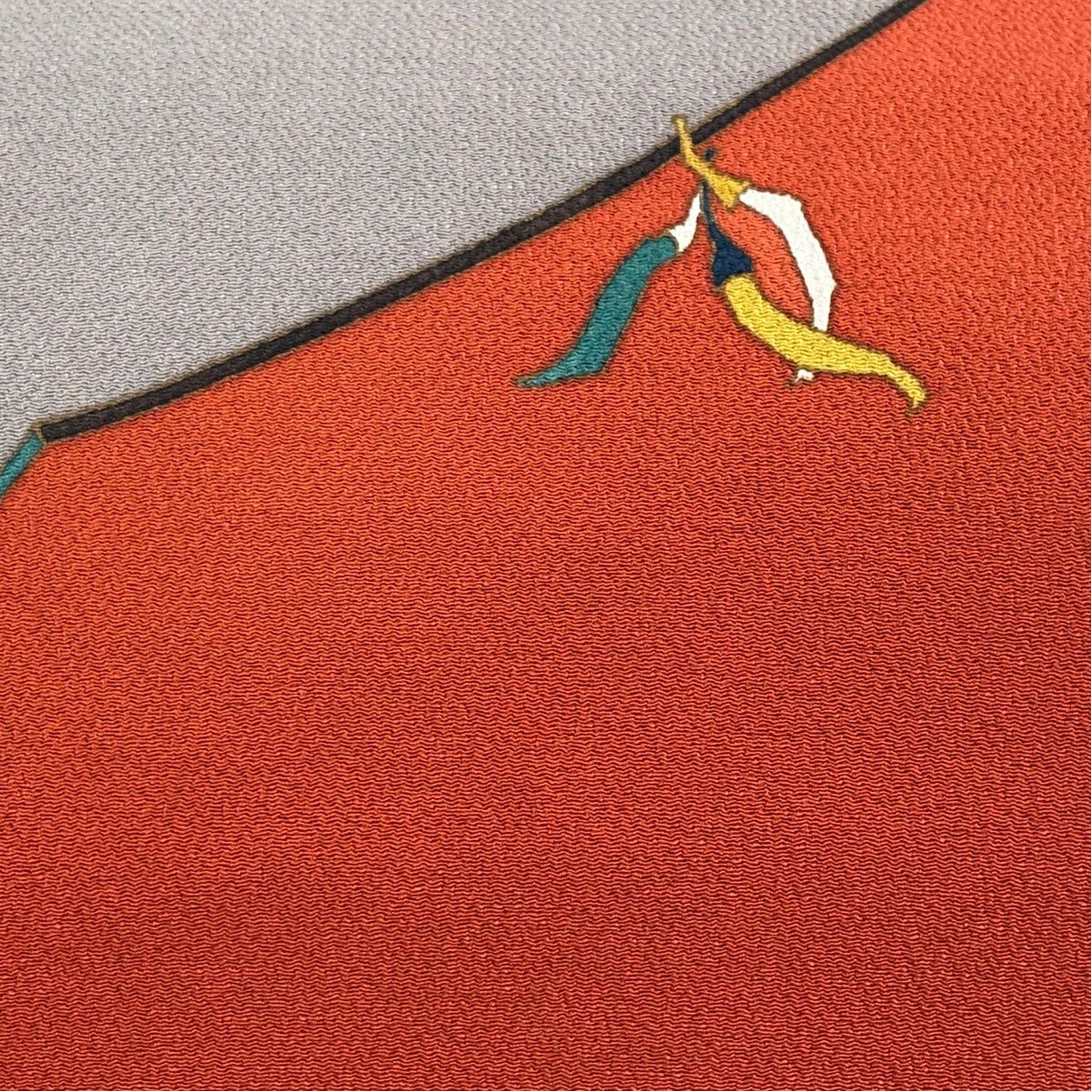 名古屋帯 秀品 唐辛子 縮緬 朱色 正絹