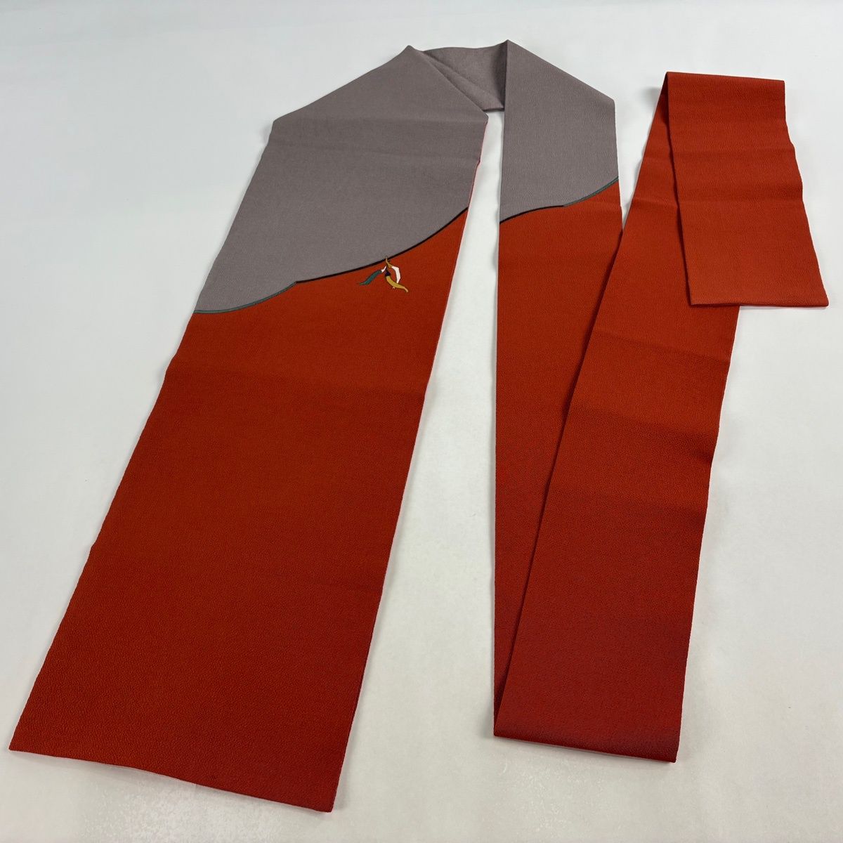  名古屋帯 秀品 唐辛子 縮緬 朱色 正絹 名古屋帯 帯