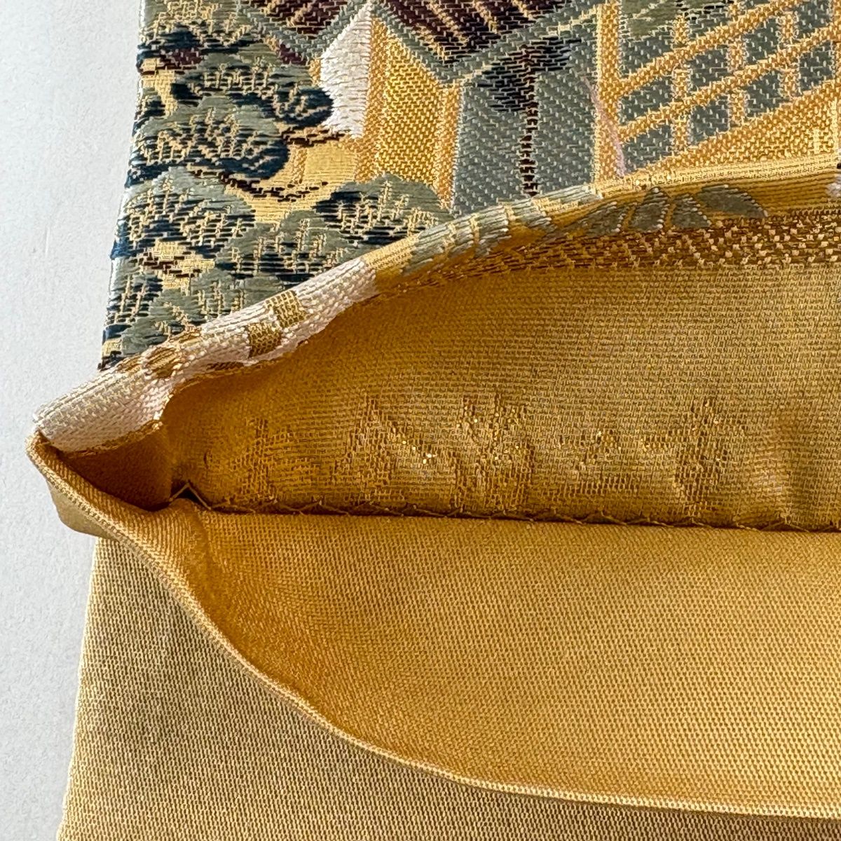  袋帯 秀品 山鉾 人物 金糸 箔 ベージュ 六通 正絹 袋帯 帯