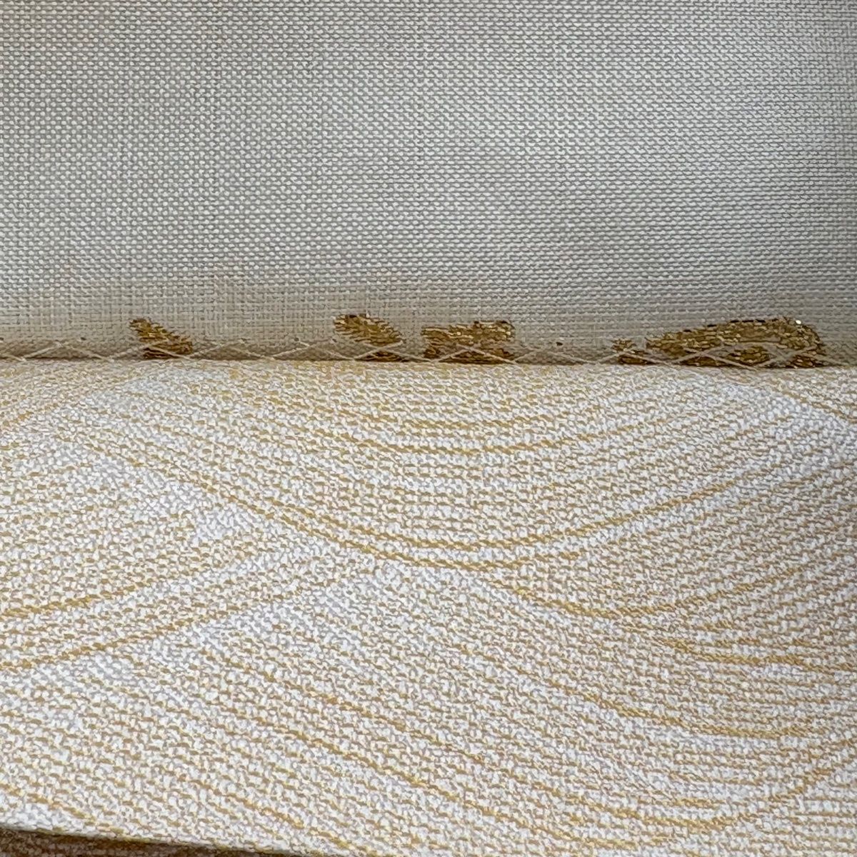  袋帯 秀品 風景 龍虎 箔 クリーム 六通 正絹 袋帯 帯