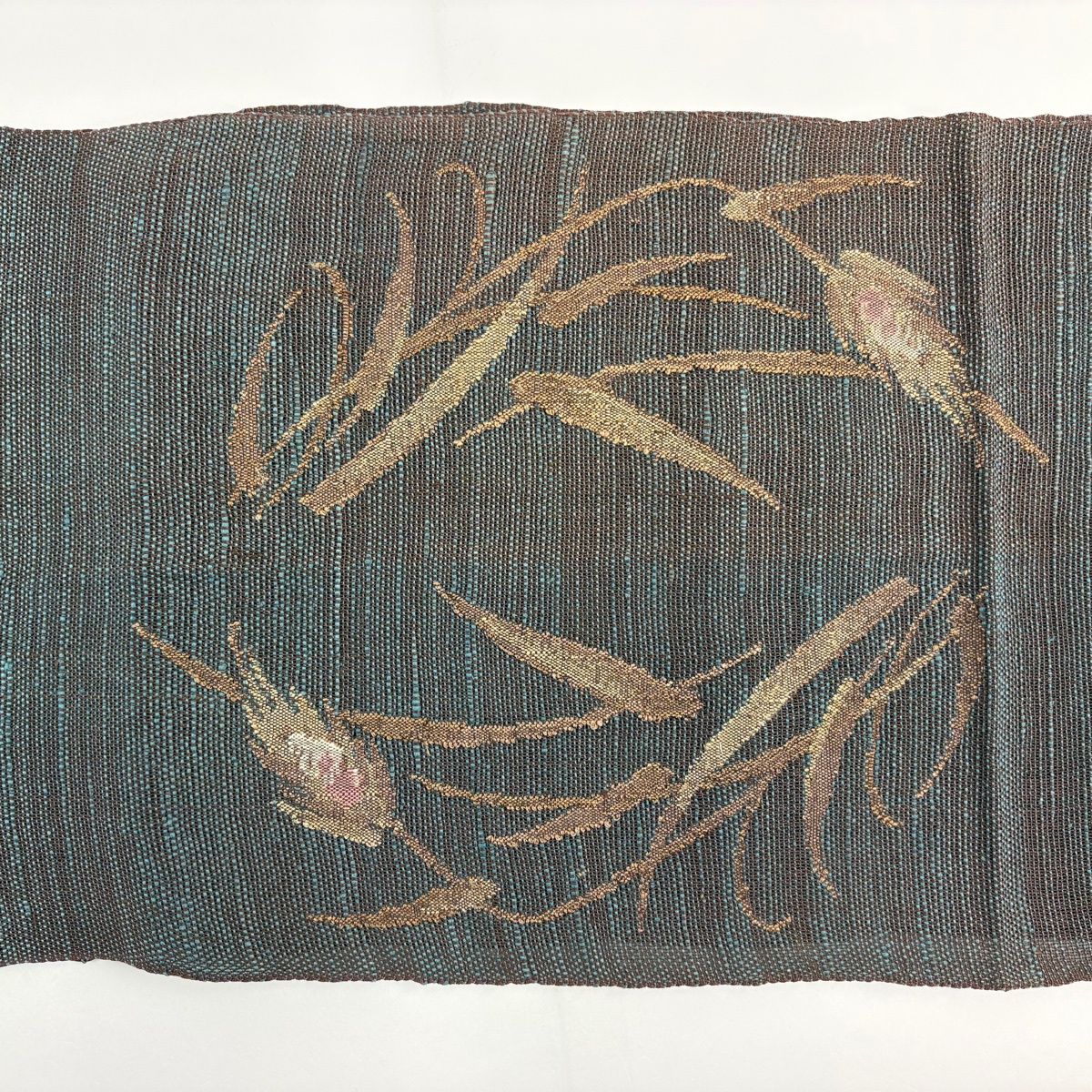 名古屋帯 優品 夏帯 八寸名古屋帯 松葉仕立て トンネル仕立て 草花 焦