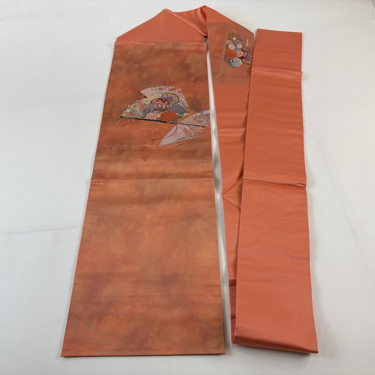 超豪華日本刺繍☆塩瀬の名古屋帯 サーモンピンク薄オレンジ系 602edfc57babfc54f4e4a8713d9fb8