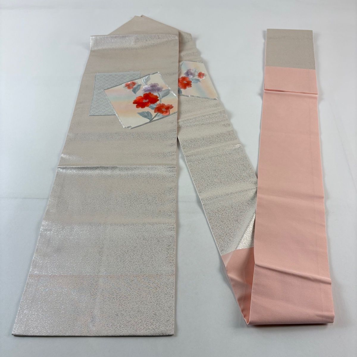 ❤️銀糸使い　白の名古屋帯　三松誂え新品保管✨超美品✨正絹　畳紙付き 銀糸使い 白の名古屋帯 三松誂え 正絹 畳紙付き 名古屋帯 三松 名古屋