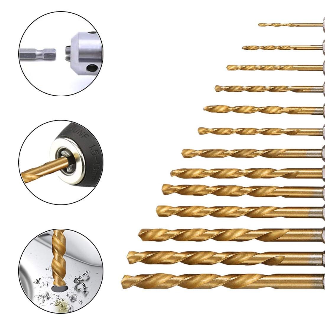  13本 ドリルビットセット 六角軸 ドリル 1.5 mm-6.5 mm ドリル刃セット 高速鋼 ステップドリルビット 鉄工用ドリル その他 電動工具 エア工具