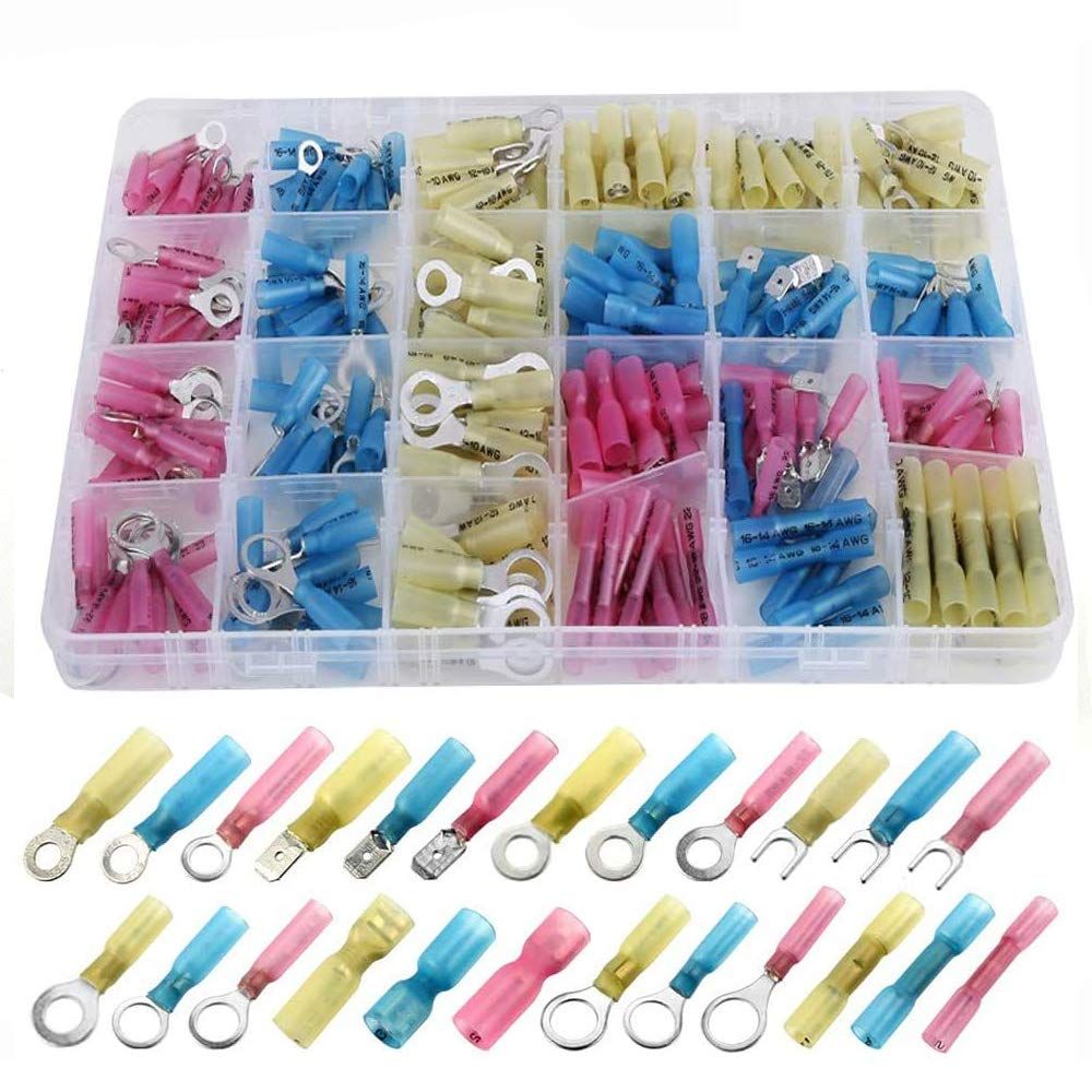 防水形圧着スリーブ 着スリーブ 絶縁圧着端子 240ピース hyrb 絶縁コネクタ 絶縁圧着スリーブ 圧着スリーブ 熱収縮チューブ 防水 電工系 家電系 船 車 バイクの電装系 耐磨耗性 耐腐食性 防湿性 防水性