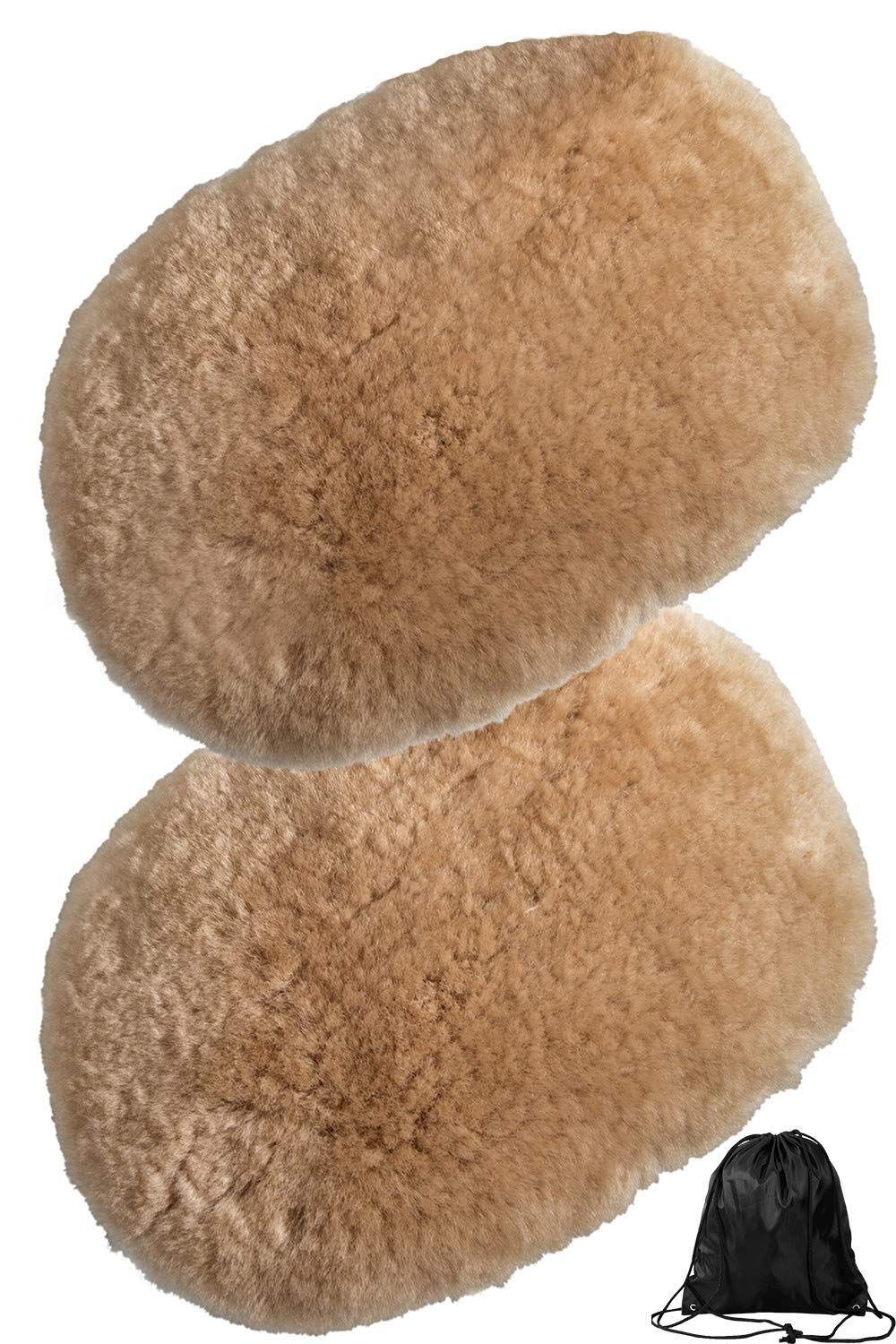 新品 Miya 洗車用 ムートングローブ 2個セット 100%オーストラリア羊毛 ムートンブラシ 手洗い洗車用モップ プロ仕様 (ラクダ）