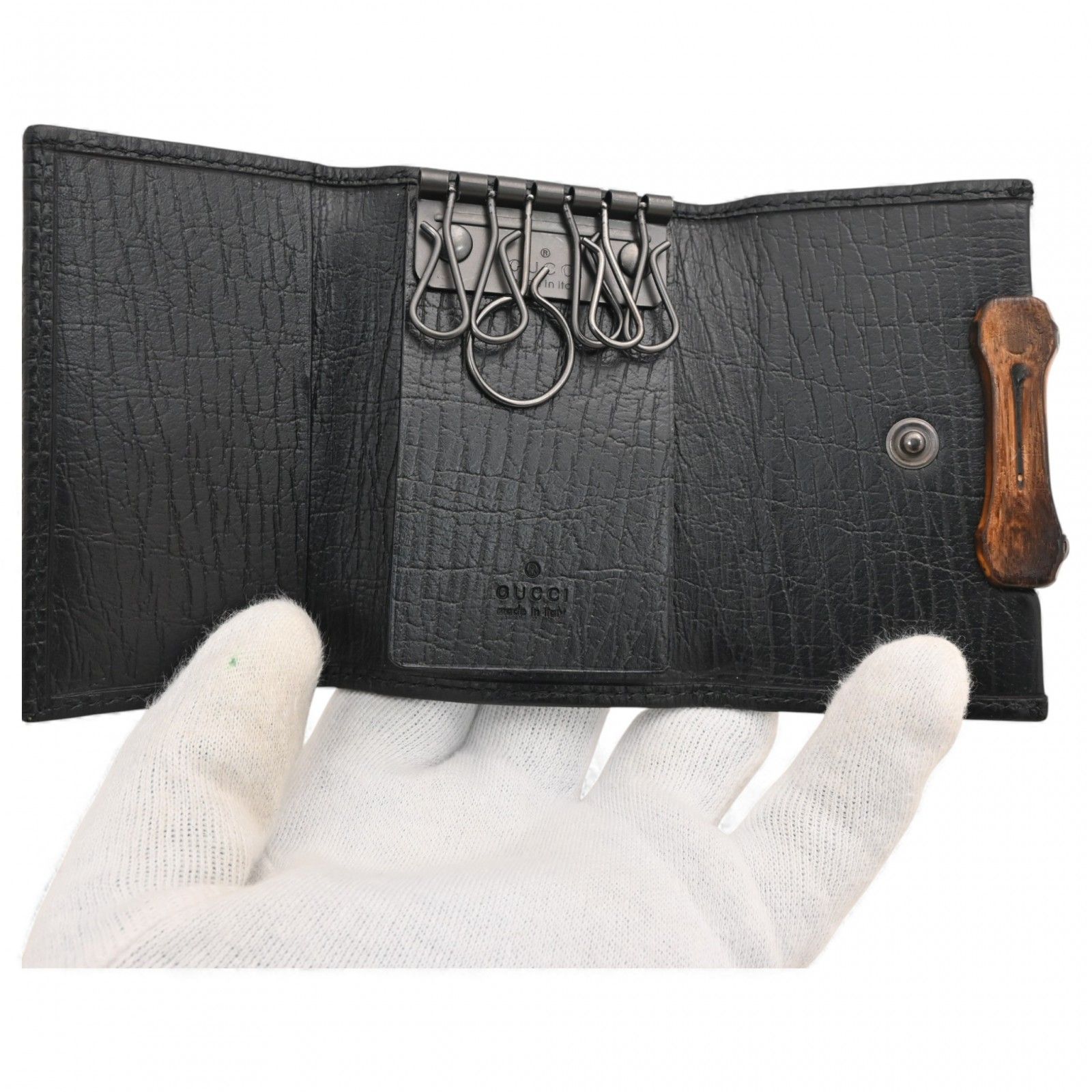  グッチ GGキャンバス バンブー 6連キーケース ブラック Bランク gu 6607 sn キーケース 小物