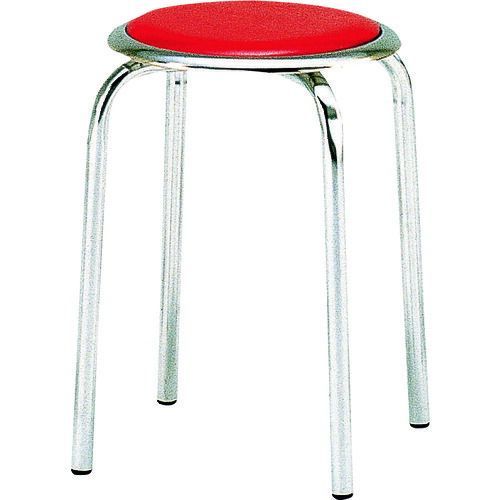 ＴＲＵＳＣＯ　丸イス　メッキ仕上げ脚　Φ３２０ＸＨ４４５　レッド