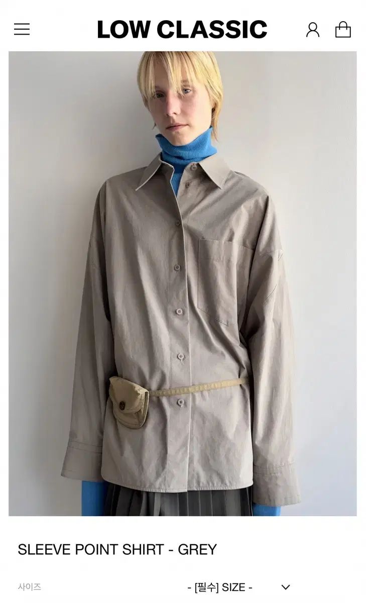 LOW CLASSIC ロウ クラシック レイ スリーブ POINT ポイント シャツ グレー