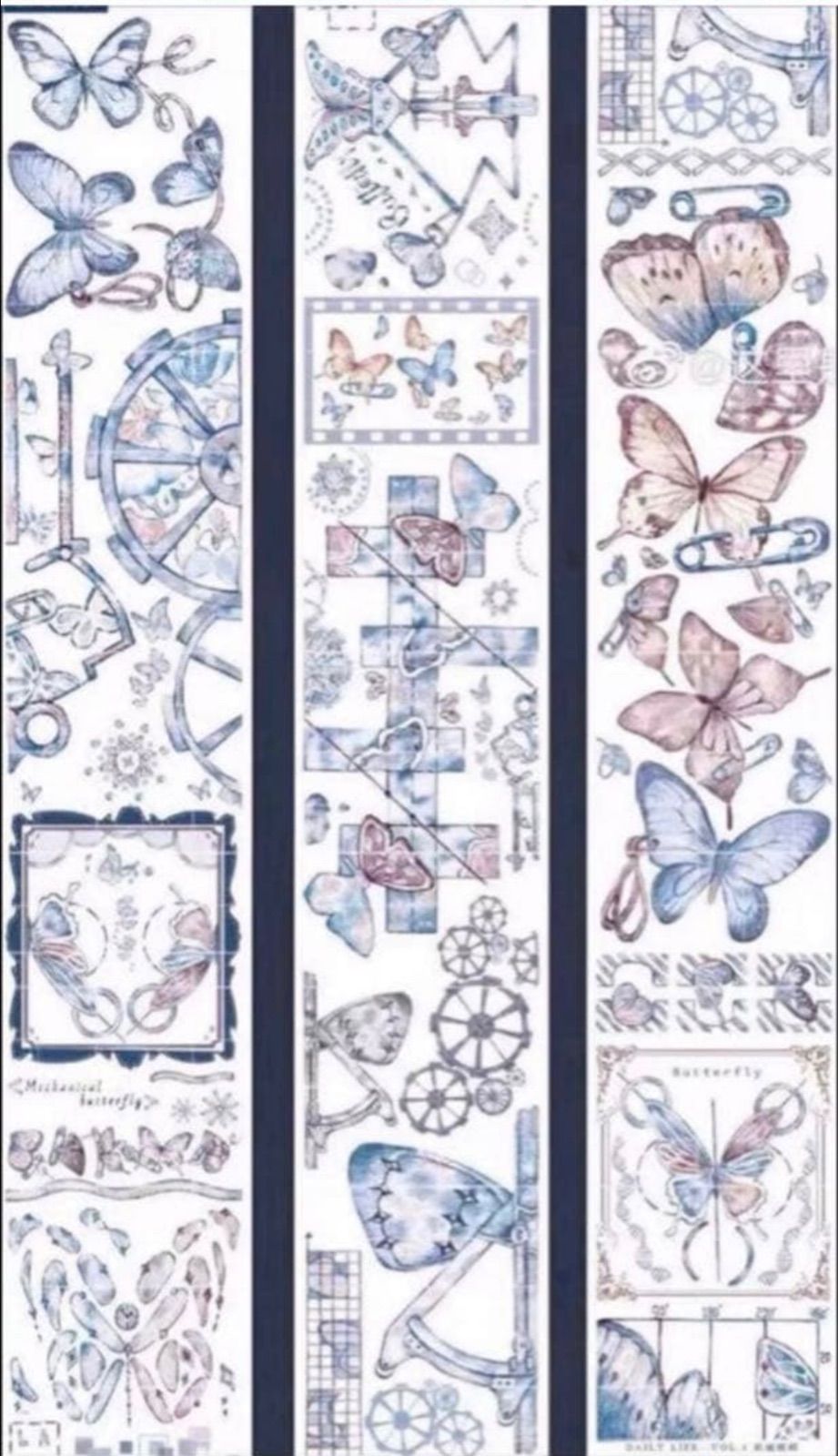 905 镭射银 6cm×6m 机械蝴蝶 半端巻き 海外マスキングテープ 海外