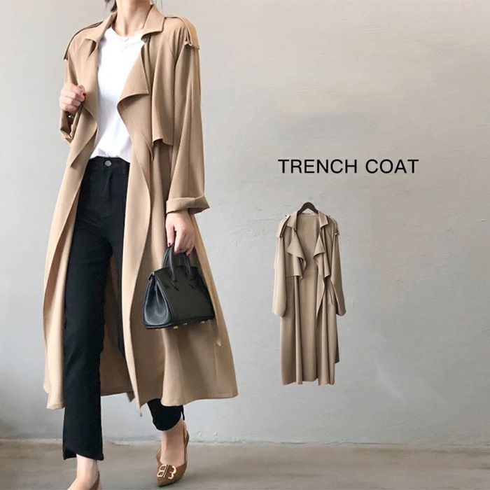 トレンチコート コート レディース 大きいサイズ ロング 秋冬 スプリングコート ロングコート ロングカーディガン 羽織り 薄手 トレンチ スプリング アウター ジャケット カーディガン カジュアル xzzhang 61